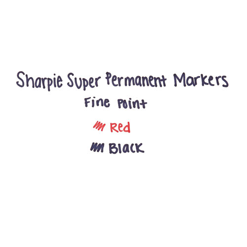 Picture of Super Permanent Marker, Fine Bullet Tip, Red, Dozen