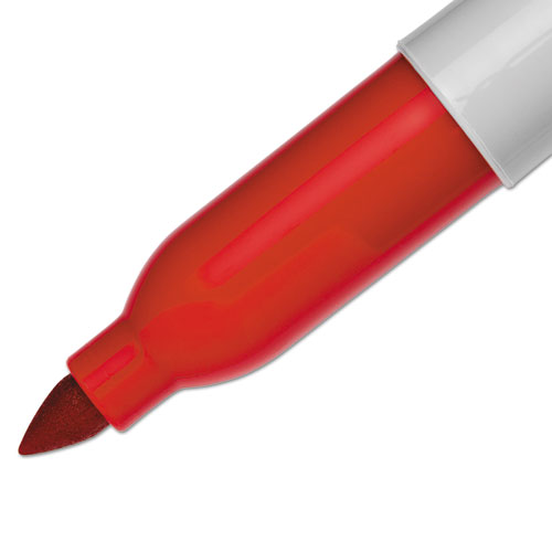 Picture of Super Permanent Marker, Fine Bullet Tip, Red, Dozen