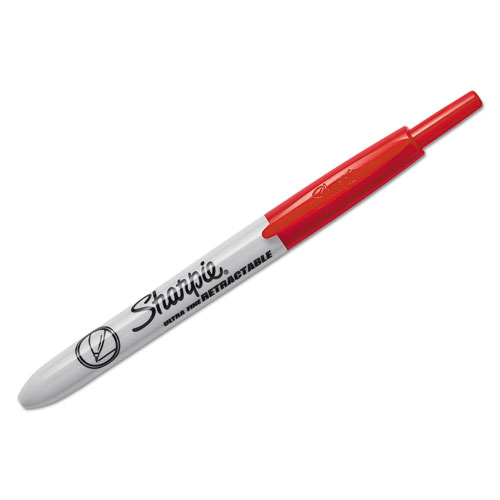 Picture of Retractable Permanent Marker, Extra-Fine Needle Tip, Red