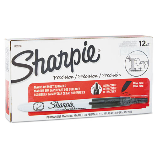 Picture of Retractable Permanent Marker, Extra-Fine Needle Tip, Black