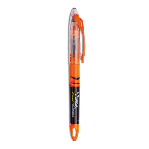 Picture of Liquid Pen Style Highlighters, Fluorescent Orange Ink, Chisel Tip, Orange/Black/Clear Barrel, Dozen