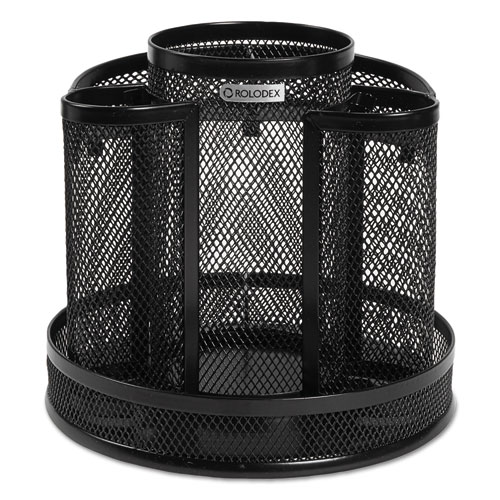 Picture of Wire Mesh Spinning Desk Sorter, 8 Compartments, Steel Mesh, 6.5" Diameter x 6.5"h, Black