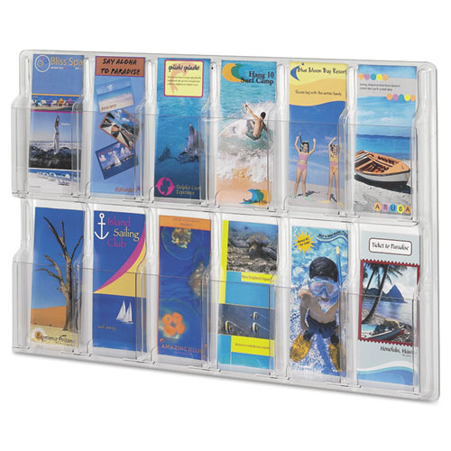 Picture of Reveal Clear Literature Displays, 12 Compartments, 30w x 2d x 20.25h, Clear