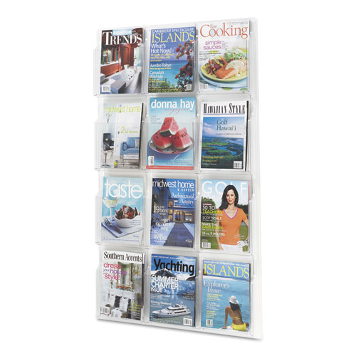 Picture of Reveal Clear Literature Displays, 12 Compartments, 30w x 2d x 49h, Clear