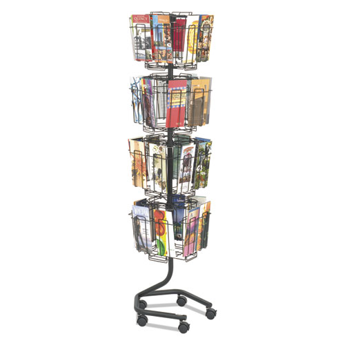 Picture of Wire Rotary Display Racks, 32 Compartments, 15w x 15d x 60h, Charcoal