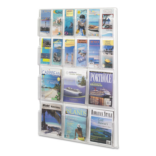 Picture of Reveal Clear Literature Displays, 18 Compartments, 30w x 2d x 45h, Clear