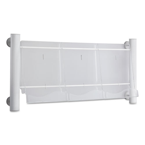 Picture of Luxe Magazine Rack, 3 Compartments, 31.75w x 5d x 15.25h, Clear/Silver