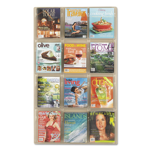 Picture of Reveal Clear Literature Displays, 12 Compartments, 30w x 2d x 49h, Clear