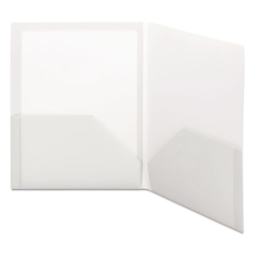 Picture of Frame View Poly Two-Pocket Folder, 100-Sheet Capacity, 11 x 8.5, Clear/Oyster, 5/Pack