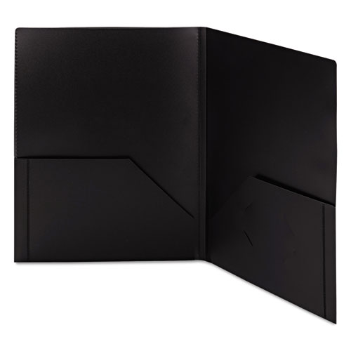 Picture of Frame View Poly Two-Pocket Folder, 100-Sheet Capacity, 11 x 8.5, Clear/Black, 5/Pack