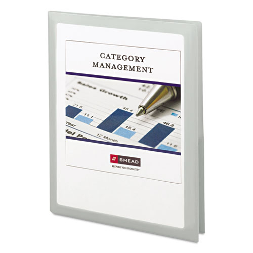 Picture of Frame View Poly Two-Pocket Folder, 100-Sheet Capacity, 11 x 8.5, Clear/Oyster, 5/Pack