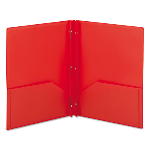 Picture of Poly Two-Pocket Folder with Fasteners, 180-Sheet Capacity, 11 x 8.5, Red, 25/Box