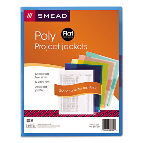 Organized+Up+Translucent+Poly+Project+Jacket%2C+Letter+Size%2C+Assorted+Colors%2C+5%2Fpack