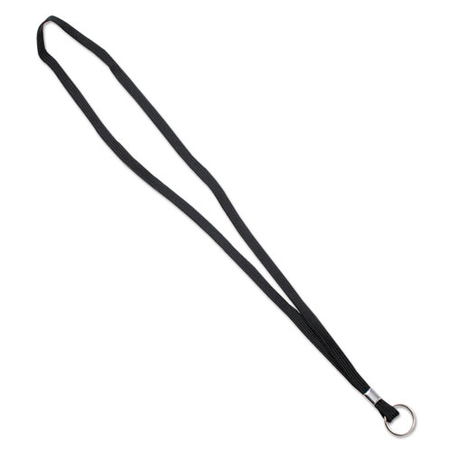 Picture of Deluxe Lanyards, Metal Ring Fastener, 36" Long, Black, 24/Box