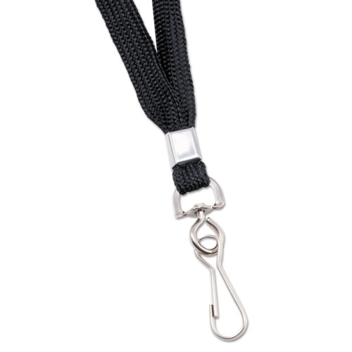 Picture of Deluxe Lanyards, Metal J-Hook Fastener, 36" Long, Black, 24/Box