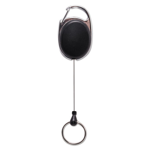 Picture of Carabiner-Style Retractable ID Card Reel, 30" Extension, Smoke, 6/Pack