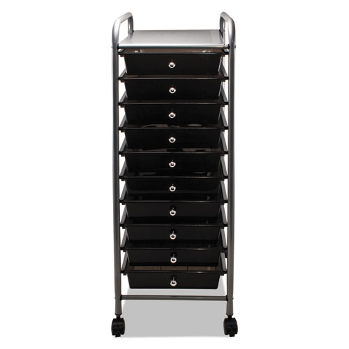 Picture of Portable Drawer Organizer, Metal, 1 Shelf, 10 Drawers, 13" x 15.38" x 37.75", Matte Gray/Smoke