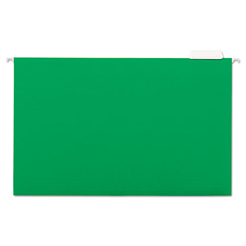 Picture of Deluxe Bright Color Hanging File Folders, Legal Size, 1/5-Cut Tabs, Bright Green, 25/Box