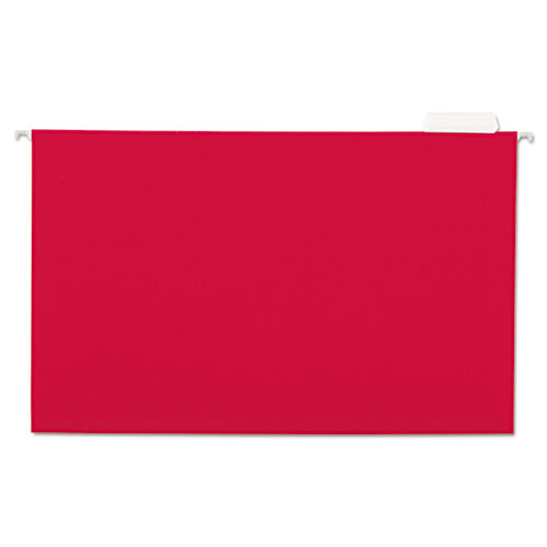 Picture of Deluxe Bright Color Hanging File Folders, Legal Size, 1/5-Cut Tabs, Red, 25/Box