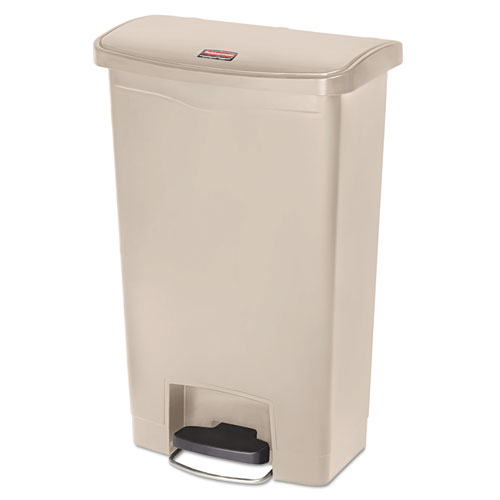 Streamline+Resin+Step-On+Container%2C+Front+Step+Style%2C+13+gal%2C+Polyethylene%2C+Beige