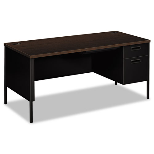 Picture of Metro Classic Series Right Pedestal "L" Workstation Desk, 66" x 30" x 29.5", Mocha/Black