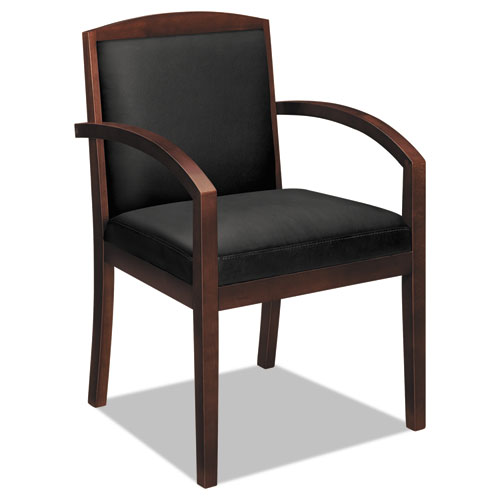 Picture of TopFlight Leather Guest Chair, 23.38" x 23.75" x 36.38", Black Seat, Mahogany Back/Base