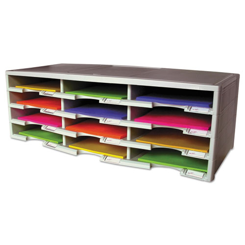 Picture of Storex Literature Organizer, 12 Compartments, 10.63 x 13.3 x 31.4, Gray