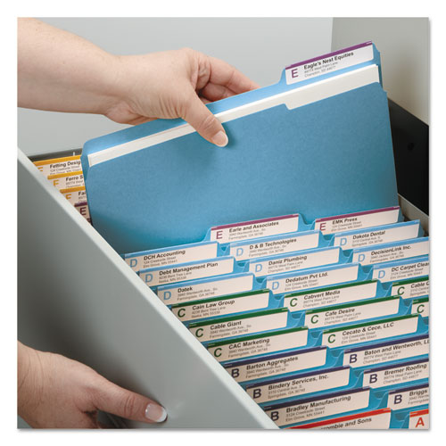 Picture of Colored Pressboard Fastener Folders with SafeSHIELD Coated Fasteners, 2" Expansion, 2 Fasteners, Letter Size, Blue, 25/Box