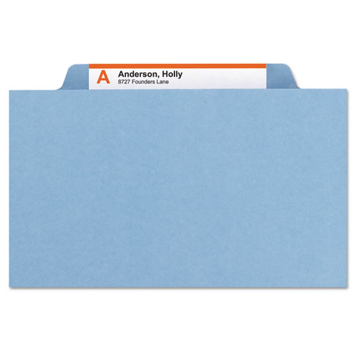 Picture of Expanding Recycled Heavy Pressboard Folders, 1/3-Cut Tabs: Assorted, Letter Size, 1" Expansion, Blue, 25/Box