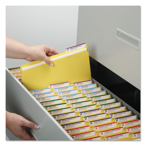 Picture of Expanding Recycled Heavy Pressboard Folders, 1/3-Cut Tabs: Assorted, Letter Size, 1" Expansion, Yellow, 25/Box