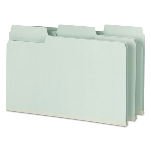 Picture of SuperTab Pressboard Fastener Folders with Two SafeSHIELD Fasteners, 2" Expansion, Legal Size, Gray-Green, 25/Box