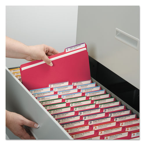 Picture of Expanding Recycled Heavy Pressboard Folders, 1/3-Cut Tabs: Assorted, Letter Size, 1" Expansion, Bright Red, 25/Box