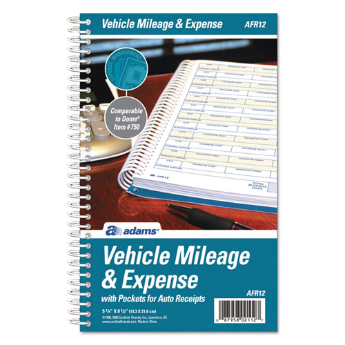 Picture of Vehicle Mileage and Expense Book, One-Part (No Copies), 5.25 x 8.5, 49 Forms Total