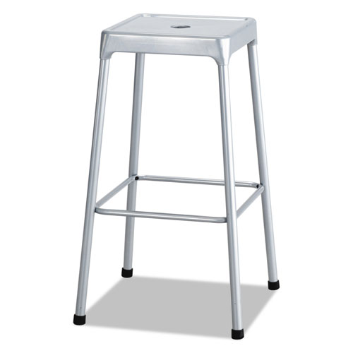 Picture of Bar-Height Steel Stool, Backless, Supports Up to 250 lb, 29" Seat Height, Silver