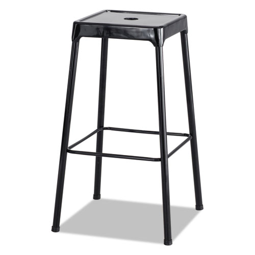 Picture of Bar-Height Steel Stool, Backless, Supports Up to 250 lb, 29" Seat Height, Black