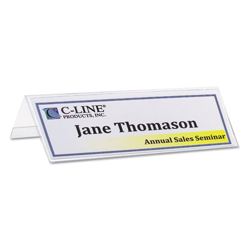 Picture of Tent Card Holders, 2 1/2" x 8 1/2", Rigid Heavyweight Clear Plastic, 25/Box