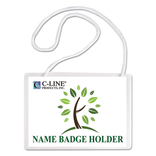 Picture of Specialty Name Badge Holder Kits, 4 x 3, Horizontal Orientation, White, 50/Box