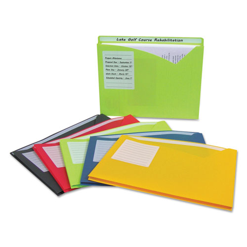 Picture of Write-On Poly File Jackets, Straight Tab, Letter Size, Assorted Colors, 10/Pack