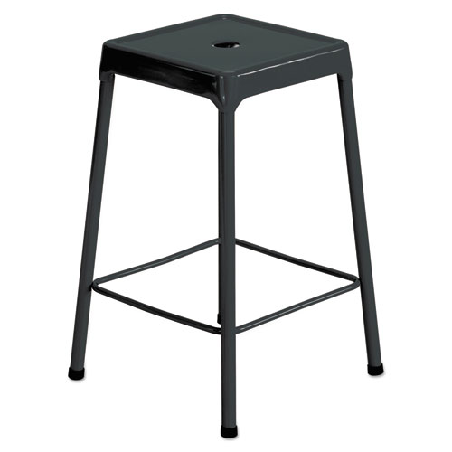 Picture of Counter-Height Steel Stool, Backless, Supports Up to 250 lb, 25" Seat Height, Black