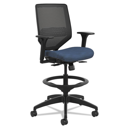 Picture of Solve Series Mesh Back Task Stool, Supports Up to 300 lb, 23" to 33" Seat Height, Midnight Seat/Back, Black Base