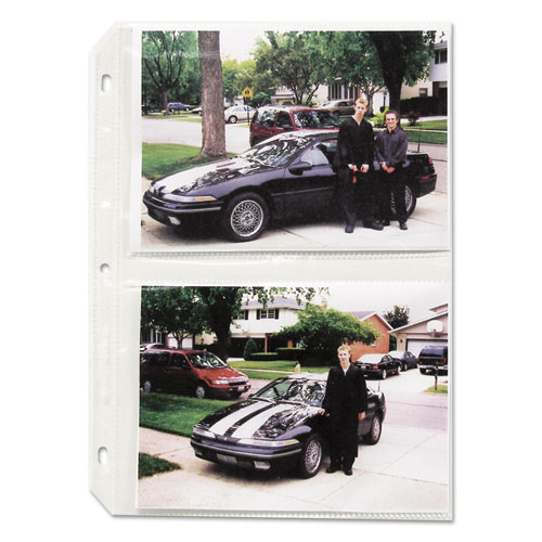 Picture of Clear Photo Pages for Four 5 x 7 Photos, 3-Hole Punched, 11.25 x 8.13, 50/Box