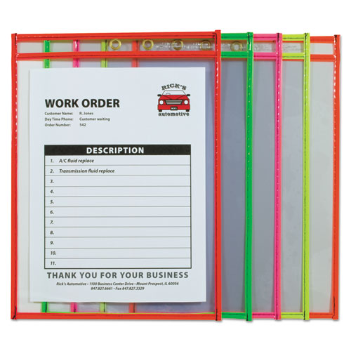 Picture of Stitched Shop Ticket Holders, Neon, Assorted 5 Colors, 75", 9 x 12, 25/BX