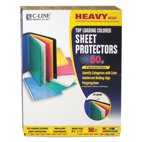 Colored+Polypropylene+Sheet+Protectors%2C+Assorted+Colors%2C+2%26quot%3B%2C+11+x+8.5%2C+50%2FBox