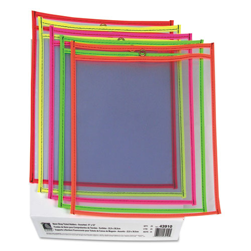 Picture of Stitched Shop Ticket Holders, Neon, Assorted 5 Colors, 75", 9 x 12, 25/BX