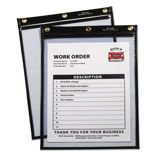Picture of Heavy-Duty Super Heavyweight Plus Stitched Shop Ticket Holders, Clear/Black, 9 x 12, 15/Box