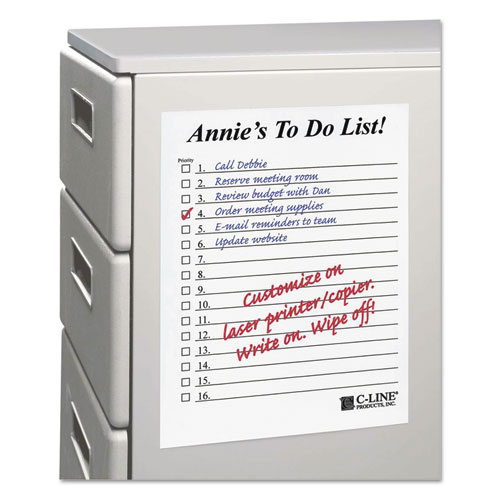 Picture of Self-Stick Dry Erase Sheets, Laminated Paperboard Surface, 8.5" x 11", White, 25/Box