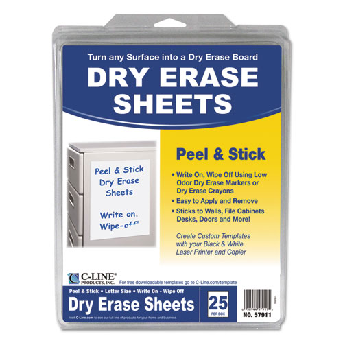 Self-Stick+Dry+Erase+Sheets%2C+8.5+x+11%2C+White+Surface%2C+25%2FBox