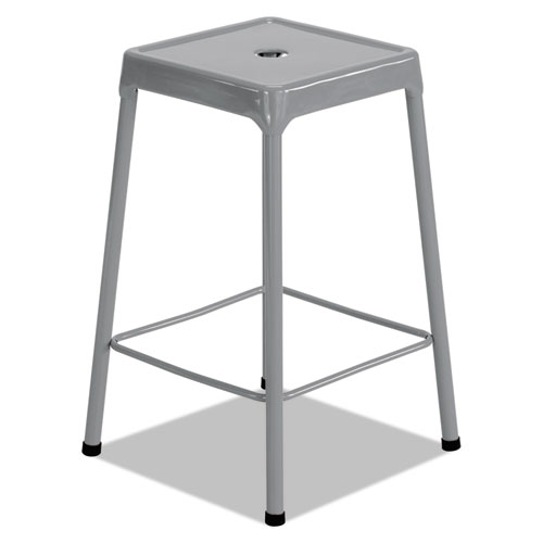 Picture of Counter-Height Steel Stool, Backless, Supports Up to 250 lb, 25" Seat Height, Silver