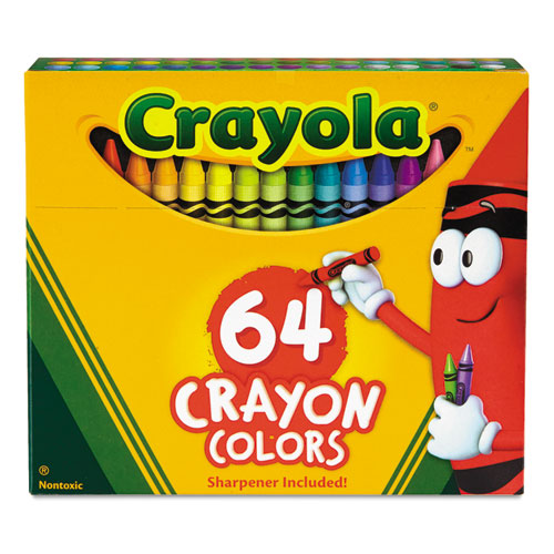 Classic+Color+Crayons+In+Flip-Top+Pack+With+Sharpener%2C+64+Colors%2Fpack