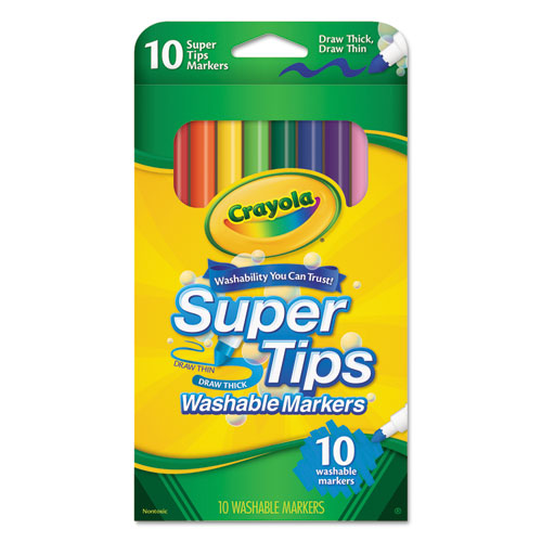 Washable+Super+Tips+Markers%2C+Fine%2FBroad+Bullet+Tips%2C+Assorted+Colors%2C+10%2FSet